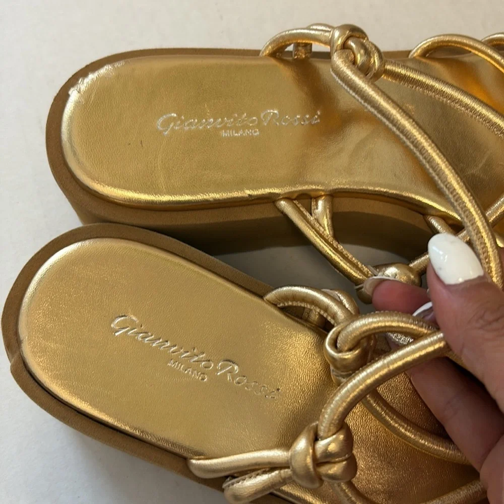 Gianvito Rossi Hebe Metallic Leather Platform Sandals